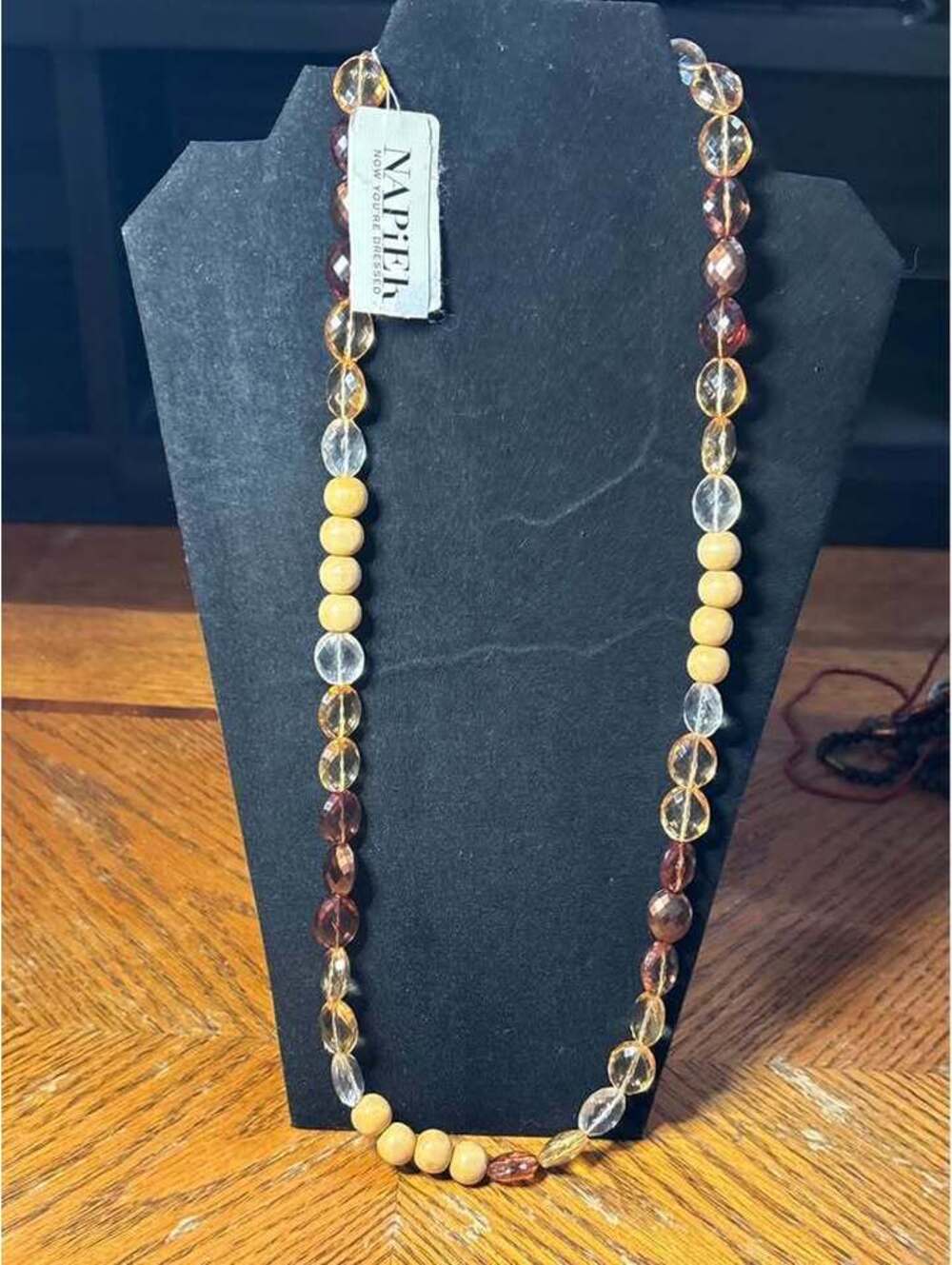 Napier Amber and Gold Beaded Necklace